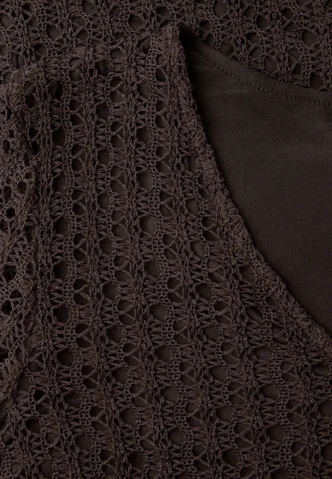 Midi-Kleid aus Spitze in Unifarbe espresso brown Midi-Kleid aus Spitze in Unifarbe espresso brown