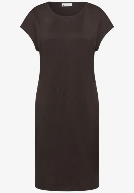 Sukienka do kolan z jerseyu espresso brown