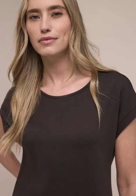 Sukienka do kolan z jerseyu espresso brown