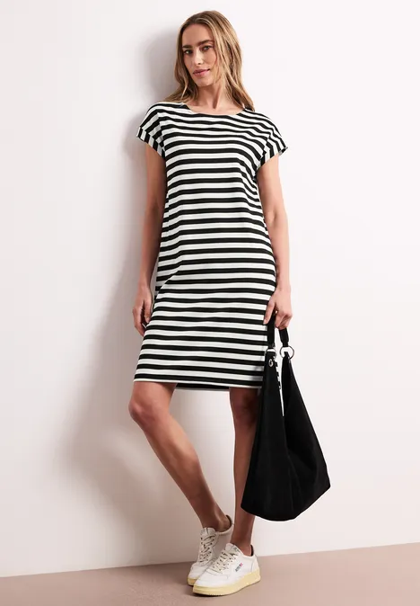 Dżersejowa sukienka do kolan w paski Black