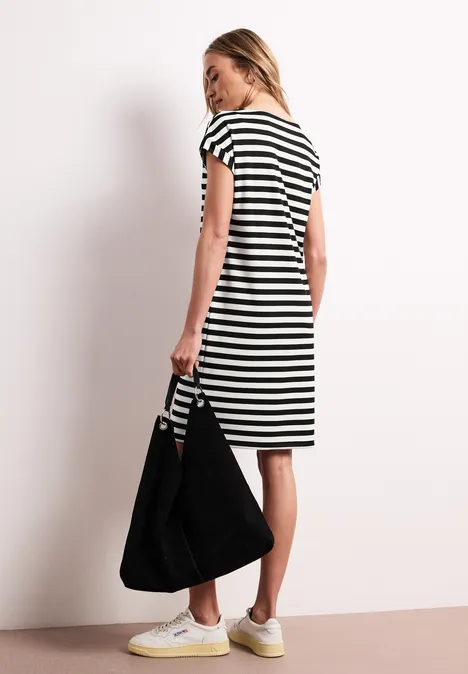 Dżersejowa sukienka do kolan w paski Black