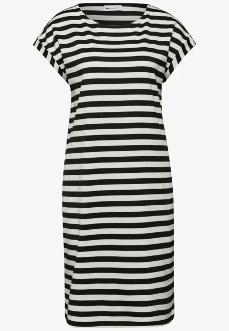 Dżersejowa sukienka do kolan w paski Black