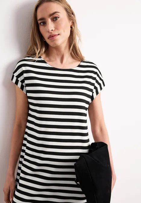 Dżersejowa sukienka do kolan w paski Black