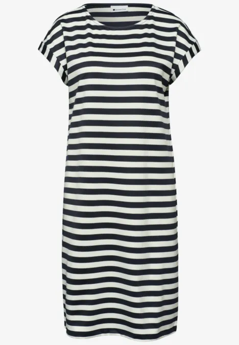 Knielange jersey jurk met strepen shadowed navy Knielange jersey jurk met strepen shadowed navy