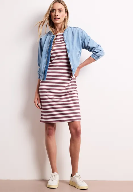 Knielange jersey jurk met strepen dark clouded blush Knielange jersey jurk met strepen dark clouded blush