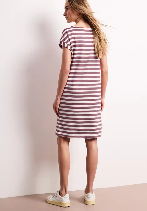 Knielange jersey jurk met strepen dark clouded blush Knielange jersey jurk met strepen dark clouded blush