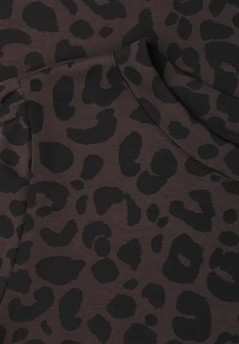 Dunkelbrauner Stoff mit schwarzem Leopardenmuster