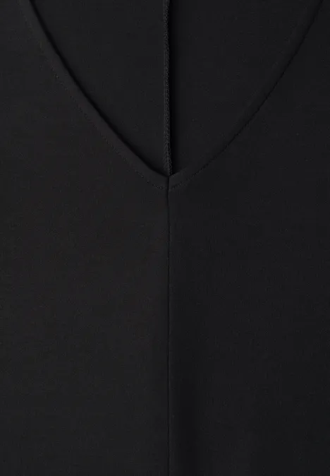 Robe en jersey à manches courtes Black Vêtement noir avec encolure en V et couture centrale