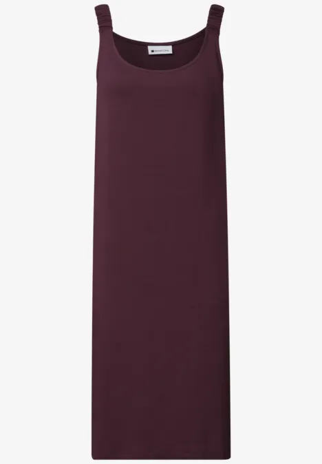 Ärmelloses, knöchellanges Kleid aus weichem Jersey in dunklem Burgund.