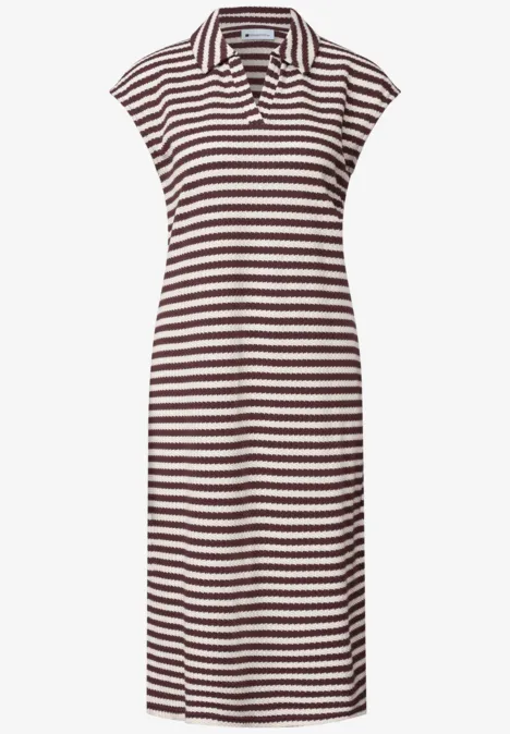 Robe polo sans manches à rayures blanches et bordeaux