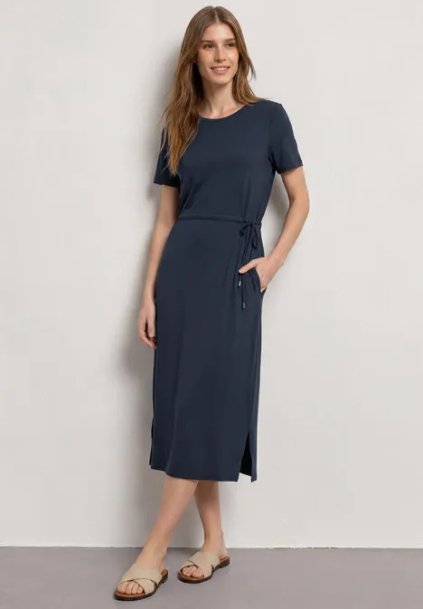 Midikleid aus Jersey mit Rundhals darkest blue