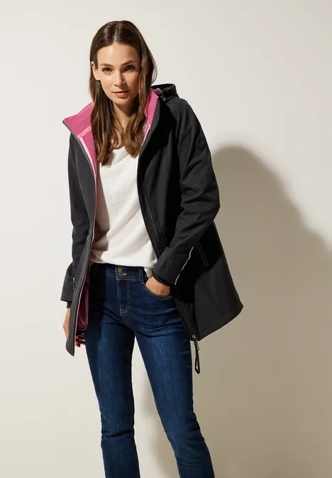 Softshelljacke mit Kapuze Black
