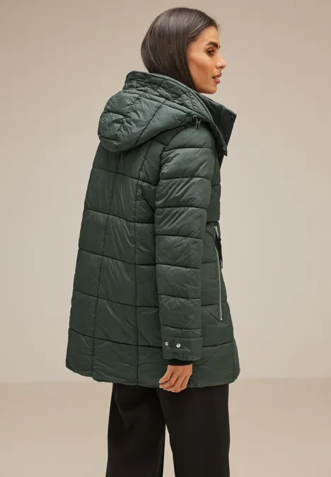 Gewatteerde jas met capuchon verdant green