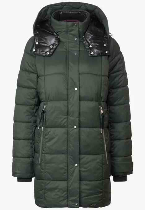 Gewatteerde jas met capuchon verdant green