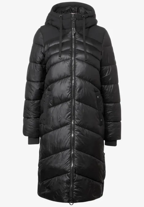 Manteau matelassé dans un mélange de matières Black