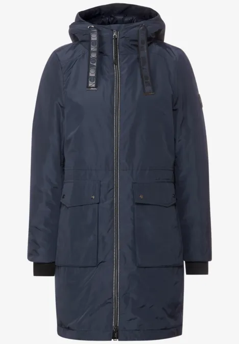 Glimmende lange jas gravity blue