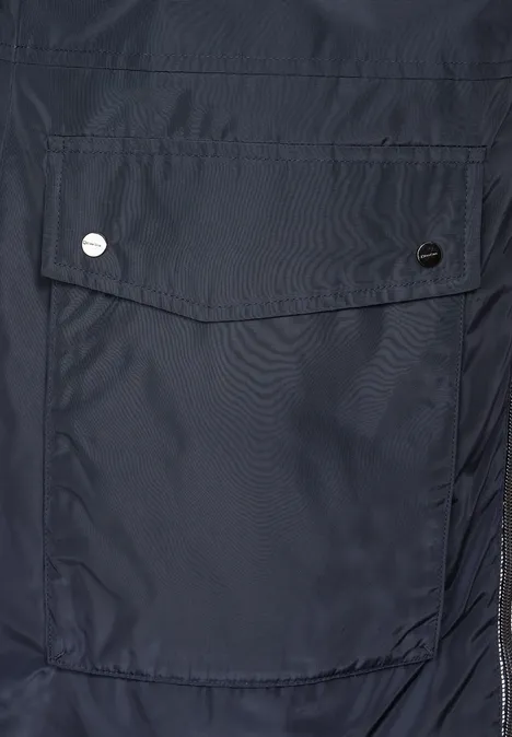 Glimmende lange jas gravity blue