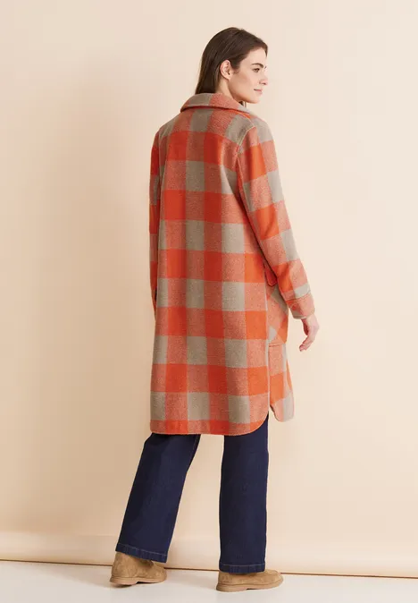Printmantel mit Wolle strong apricot