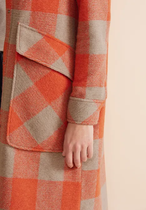 Printmantel mit Wolle strong apricot