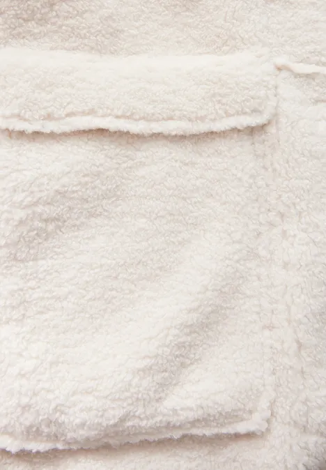 Teddy Mantel mit Kapuze snow cream