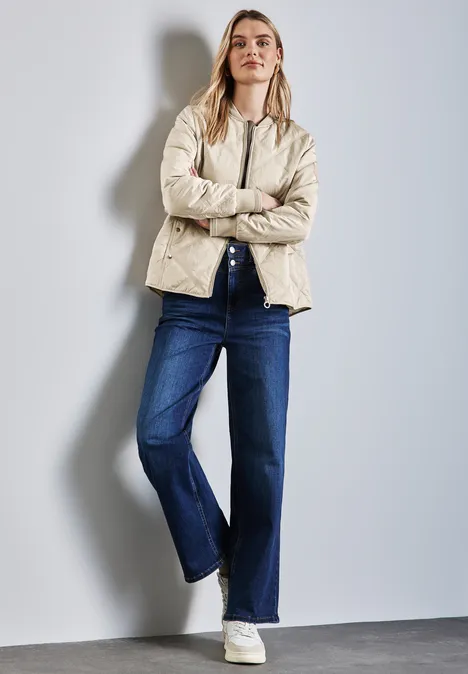 Blouson met doorgestikt patroon pearly sand