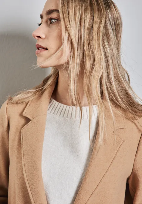 Mantel mit Reverskragen creamy brown