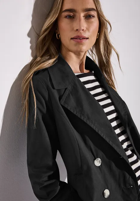 Doppelreihiger Trenchcoat Black