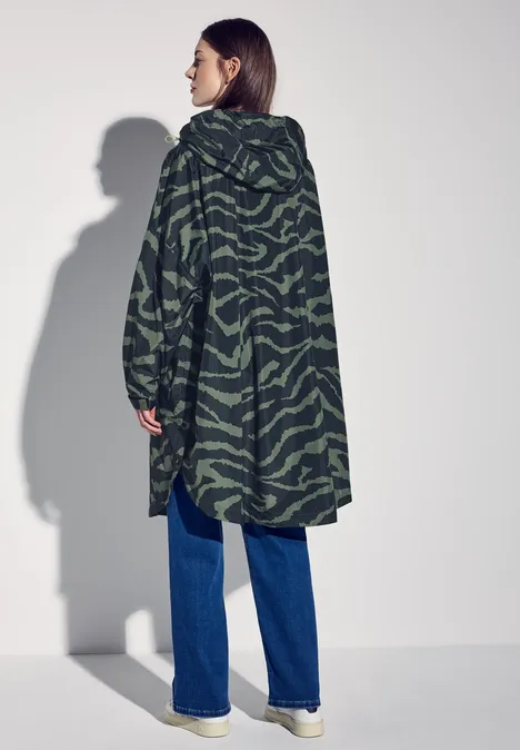 Poncho à capuche avec imprimé Black