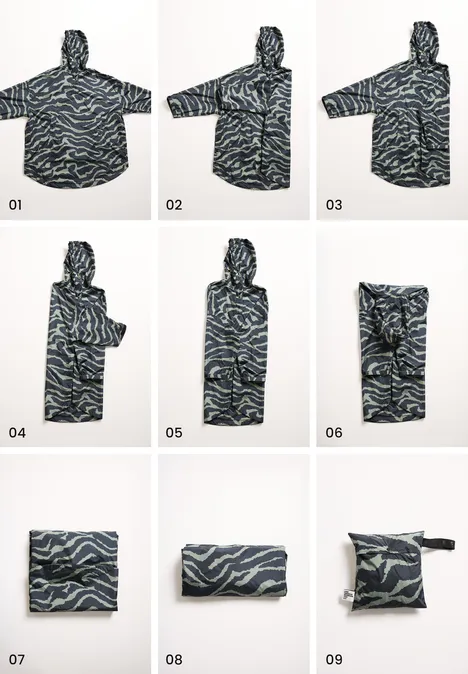 Poncho à capuche avec imprimé Black