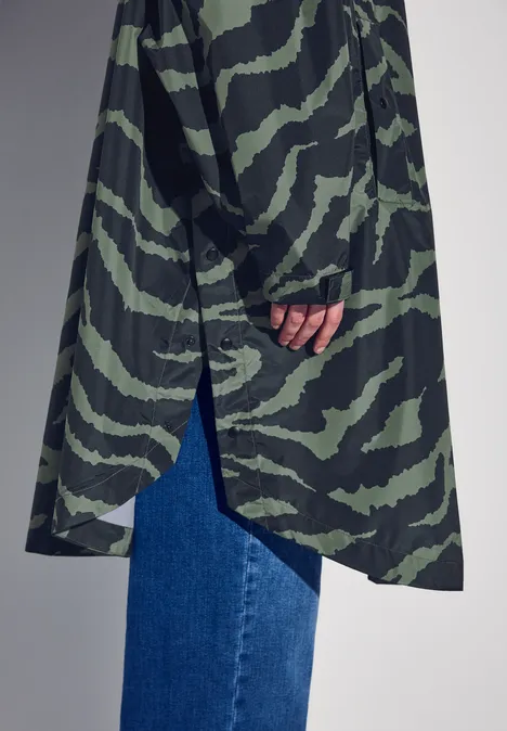 Poncho à capuche avec imprimé Black