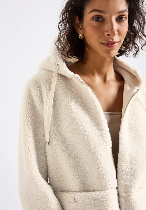 Teddy Jacke mit Kapuze pastel sand