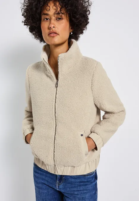 Kurze Teddy Jacke savannah sand