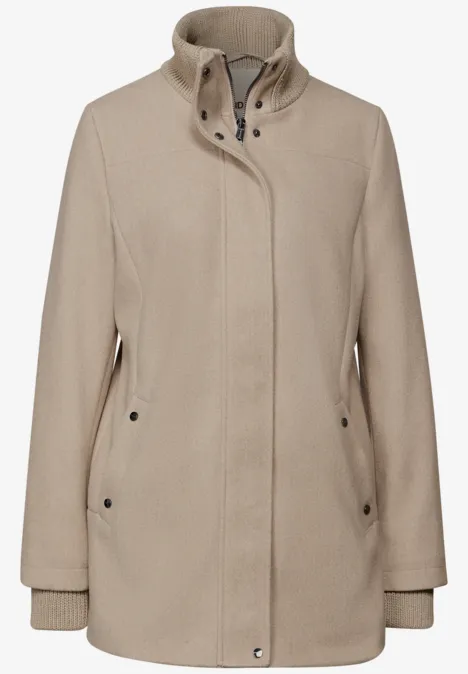 Korte jas met gebreide details Soft Sand Mel.