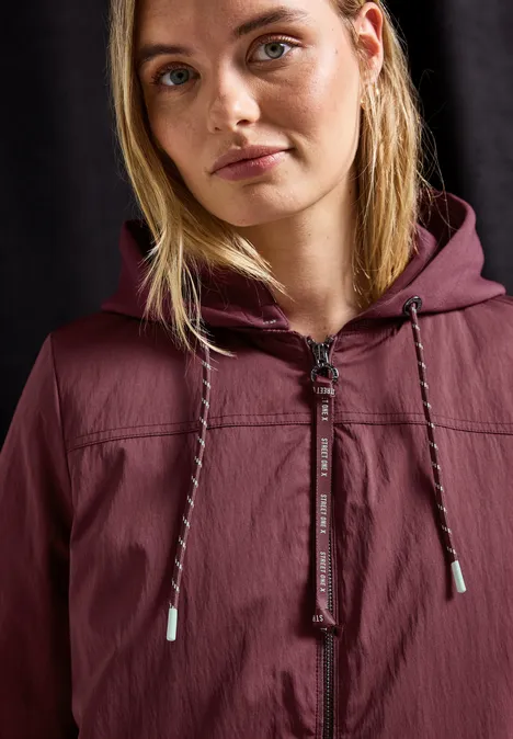 Langer Blouson mit Kapuze Light Mahagony Red