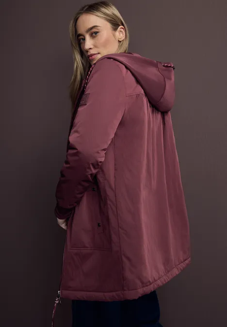 Langer Blouson mit Kapuze Light Mahagony Red