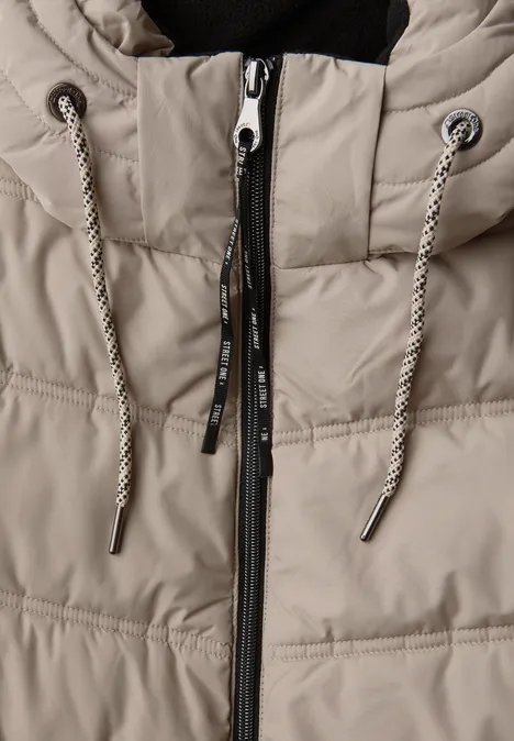 Lange Steppjacke Smooth Champagne