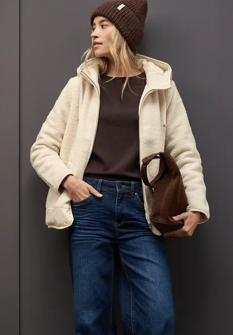 Gefütterte Teddy-Jacke pastel sand