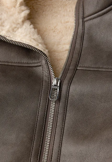 Leder-Look Jacke Sandy Mocca