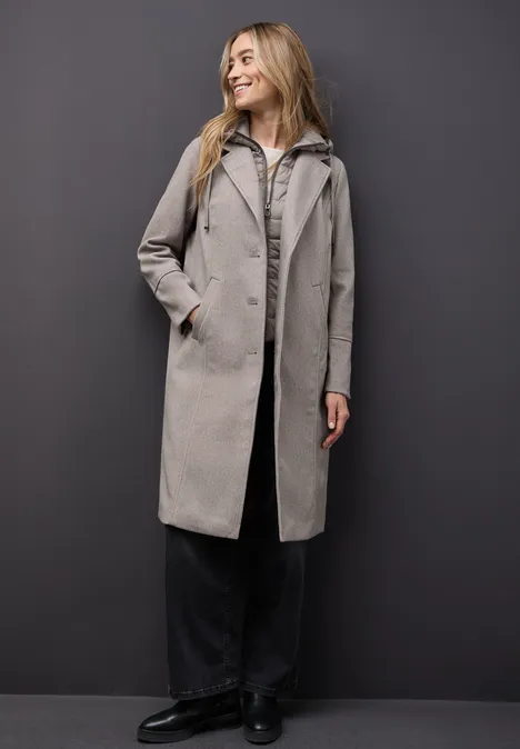 Manteau à revers avec incrustation Sandy Mocca Mel.