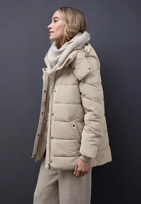 Steppjacke mit Strickdetails Smooth Champagne