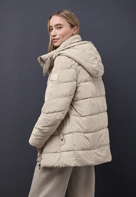 Steppjacke mit Strickdetails Smooth Champagne