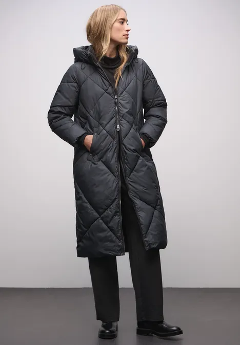 Lange Steppjacke Obsidian Blue