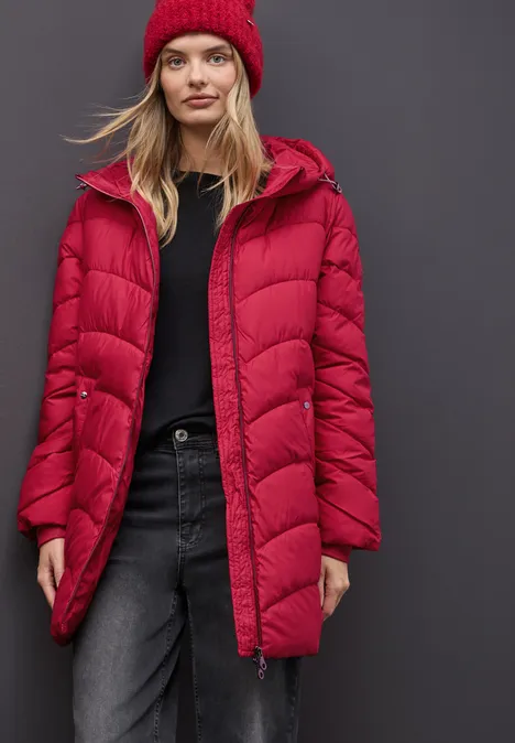 Veste matelassée midi carpet red