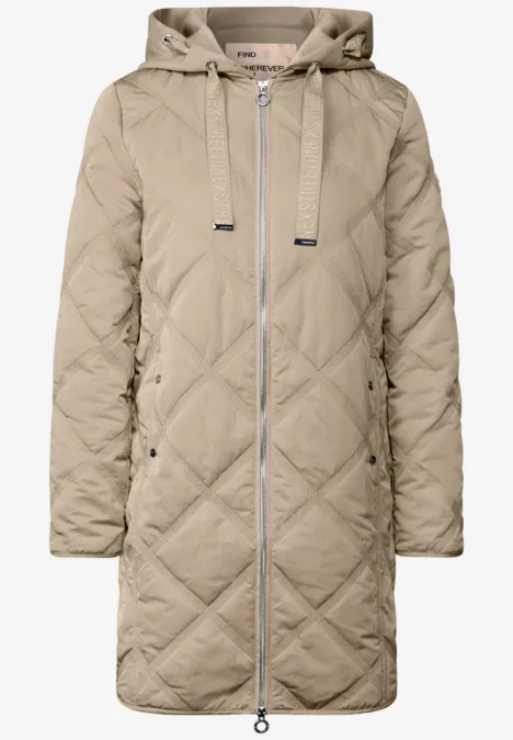 Gewatteerde jas met capuchon Smooth Champagne
