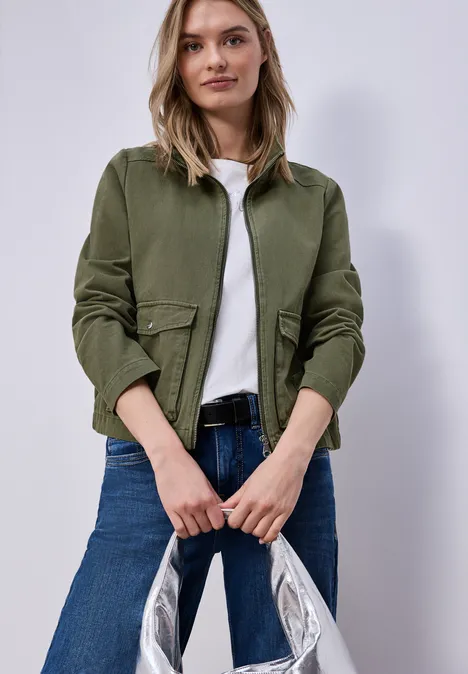 Washed-Look Jacke Dark Vetiver Green
