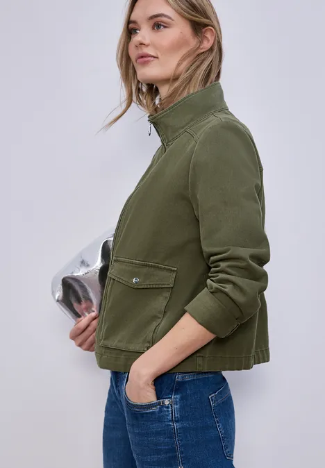 Washed-Look Jacke Dark Vetiver Green