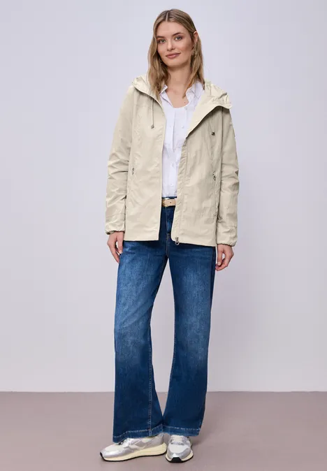Jacke mit Kapuze und Zipper powder beige