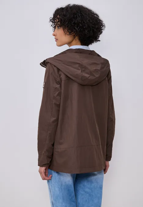 Jacke mit Kapuze und Zipper mahogany brown