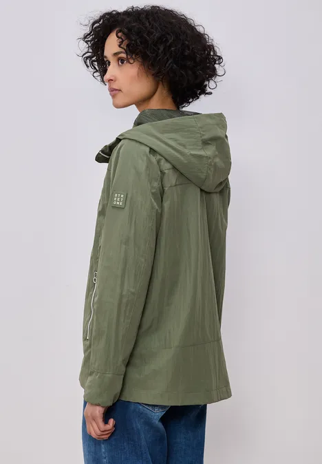 Jacke mit Kapuze und Zipper Dark Vetiver Green