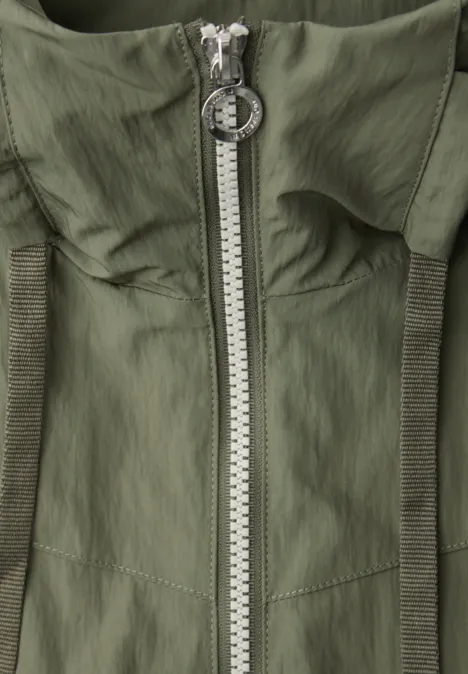 Jacke mit Kapuze und Zipper Dark Vetiver Green